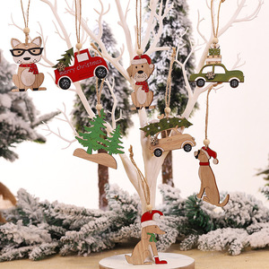 YQ-1211 Ornements de Noël <span class=keywords><strong>en</strong></span> <span class=keywords><strong>bois</strong></span> pour chien, décorations suspendues pour <span class=keywords><strong>arbre</strong></span>, petits chiens, animaux de compagnie - Product Image 2