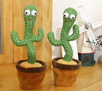 Cactus Parlant Dansant, Jouet Électronique en Peluche Rechargeable, Répète les Paroles, Chante et Danse, Sans Fil