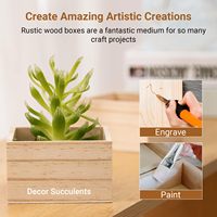 Boîte carrée en bois, plateau en bois naturel vierge pour plantes succulentes, porte-alliances de mariage et boîte de rangement personnalisée gravée