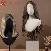 Présentoir de Chapeaux Unisexe Adulte Lavinia, Tête de Mannequin en Toile avec Base Métallique pour Salon, Magasin de Détail et Vitrine
