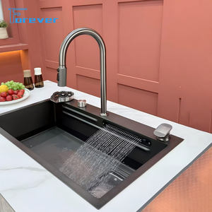 2025 nouveau motif volcanique en acier inoxydable caché creux d'eau de pluie Surface traitée avec évier de cuisine cascade de technologie Nano - Product Image 2