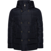 Nouvelle arrivée, veste matelassée pour homme, couleur unie bleu foncé, double boutonnage, imperméable, coupe-vent, col montant, motif matelassé