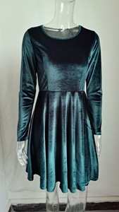 Váy liền thân nhung cổ tròn tay dài dáng xòe rộng mùa thu đông mới dành cho nữ, size <span class=keywords><strong>S</strong></span>-2XL - Product Image 4