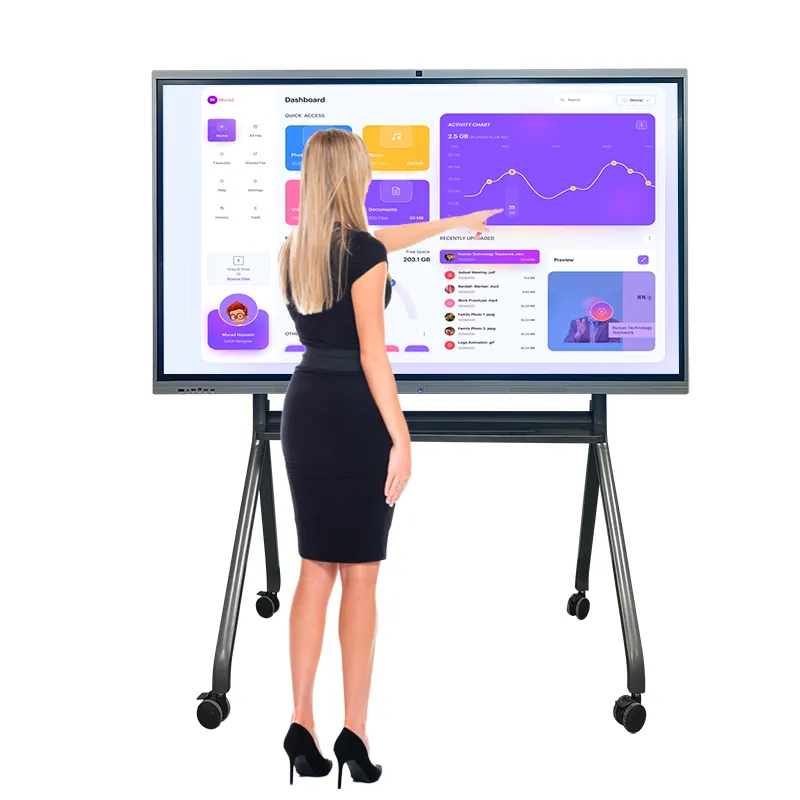 86 inch wall mount 4k interactive white board with android 12 system
