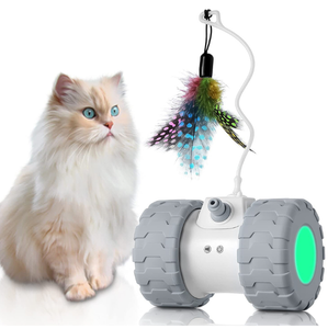 Jouets interactifs pour chats d'intérieur, jouets automatiques pour chatons, électroniques avec souris et 3 plumes pour que les chats jouent seuls - Product Image 1