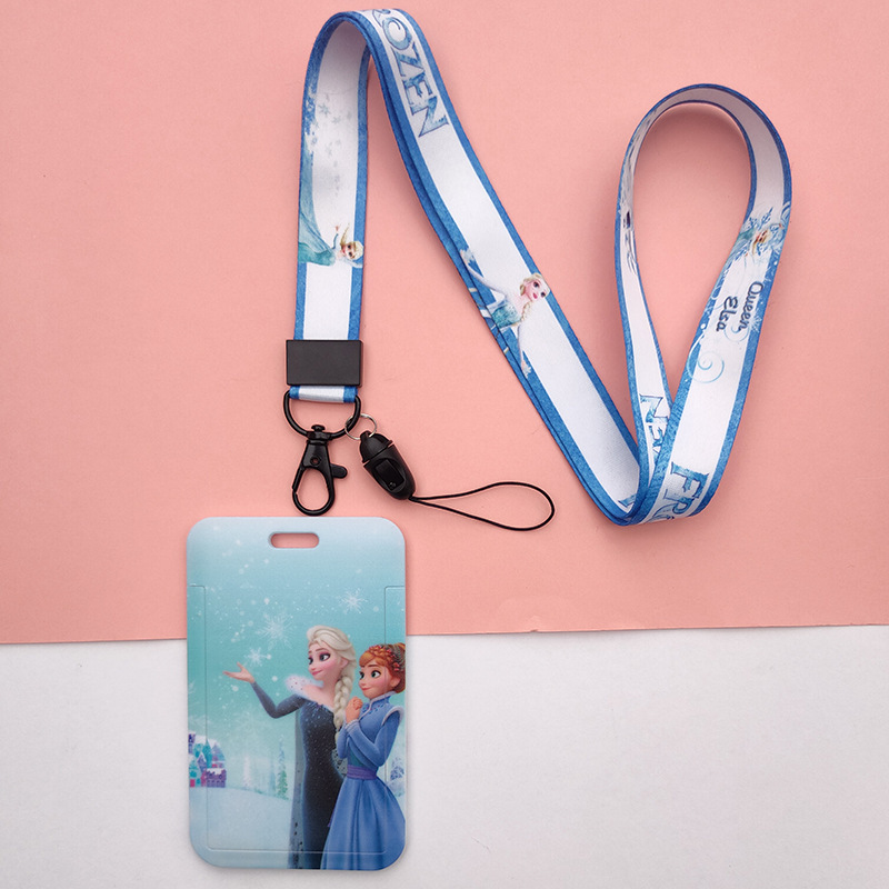 High Quality ID Badge Plastic Card Holder Custom Lovely Cartoon Frozen Elsa Anna Card Case Lanyards Promotional Gift Accessories Image 5