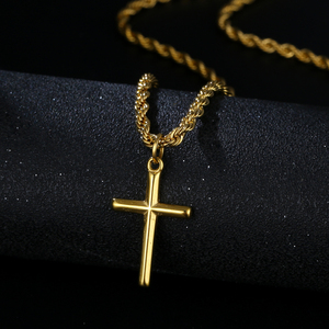 Collar Minimalista con Cruz de 25mm Dije de Crucifijo en Acero Inoxidable Cadena de Cuerda en Oro y Plata para Mujer y Hombre Regalo de Collar con Cruz de Jesús - Product Image 5