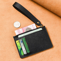 Dompet kartu kecil warna solid untuk wanita, tempat kartu kredit unisex