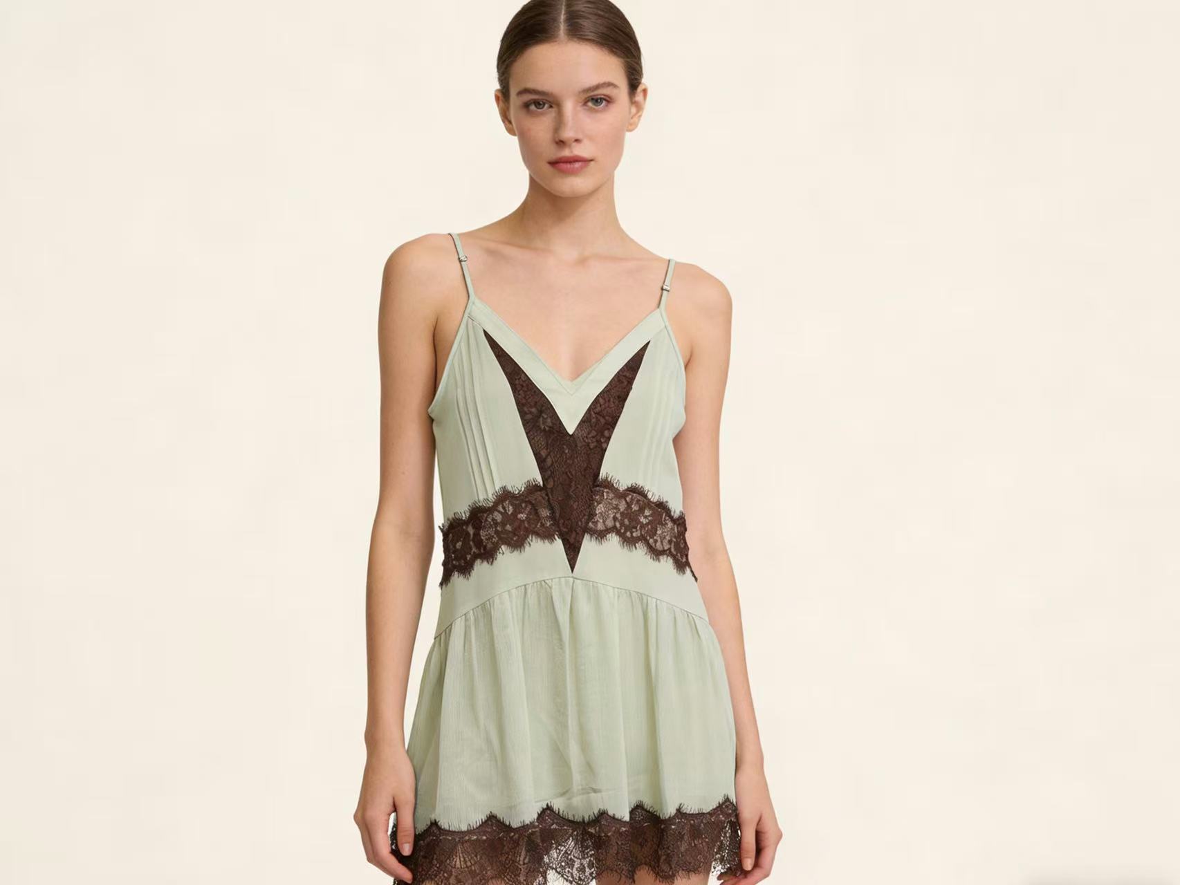 Verified Supplier Mint Green Short Lace Dress Natural Waistline Cut |  Alibaba.com