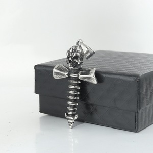 yunnique Stainless Steel Skull <b>Cross</b> Pendant Necklace Men Punk Rock Vintage Wings Design - Product Image 4