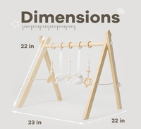 Structure de jeu Montessori en bois pour bébé, montage facile sans outils, avec 5 jouets sensoriels suspendus et finition naturelle