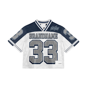 American Street Hip Hop Sublimation Print V Neck Shirt Personnalisé Vintage Light Football Wear Style Club Sports Rugby Hockey Jersey - Product Image 1