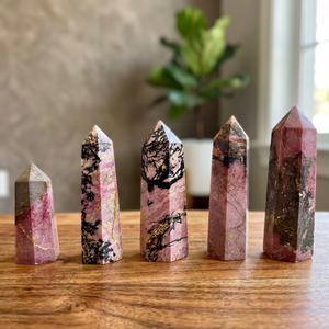 Rhodonite <b>Crystal</b> Tower Hand Polished Pink Black Gemstone Point Decorative Display Stone for Meditation and Collectors - Product Image 1