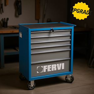Chariot à outils Fervi, armoire roulante en acier à 6 tiroirs avec serrure et roulettes pour le rangement en atelier - Product Image 3