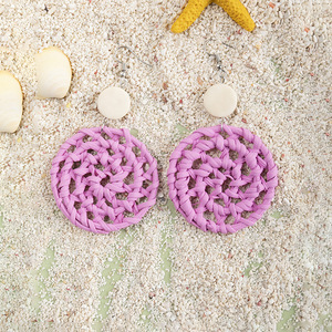 Boucles d'oreilles clous élégantes en rotin tressé à la main style ethnique bohème 2025 pour <span class=keywords><strong>femme</strong></span> – Idée cadeau tendance - Product Image 1