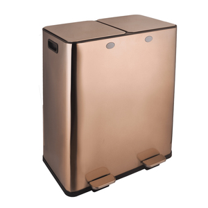 Household 2*15 liter stainless steel double barrel recycling bin with pedal