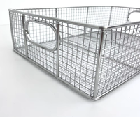 Panier en treillis métallique en acier inoxydable 304 avec poignée fixe, panier de rangement durable pour la cuisine et l'organisation de la maison