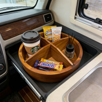 30 cm Akazienholz Lazy Susan Organizer, Runde Servierplatte mit 4 Fächern für Gewürze, Schrank, Kühlschrank