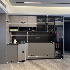 <span class=keywords><strong>Buffet</strong></span> sur mesure <span class=keywords><strong>gris</strong></span> mat pour toute la maison, rangement de salle à manger en panneaux de bois écologiques - Product Image 6