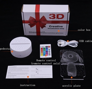 Veilleuse LED 3D Ours <span class=keywords><strong>Kawaii</strong></span> à Motifs Personnalisés, 7 Couleurs, Base Ronde en Acrylique, Matériau ABS, Télécommande, pour Tailles Moyennes - Product Image 2