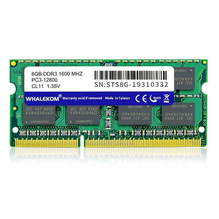 WHALEKOM Notebook DDR3 DDR 3 RAM Memory 1.35V 8GB 1333MHz 1600MHz