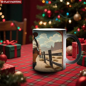 Mug à changement de couleur 11oz en céramique noire givrée, vierge pour sublimation, idéal comme cadeau - Product Image 2