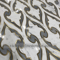 Nouvelle conception de carreaux de mosaïque en laiton, motif artistique moderne, carré, créatif, pour crédence murale, prix de gros Foshan