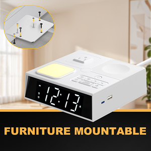 Lámpara de Noche LED DC822 con Enchufe USB-A Tipo C y Tomacorriente de CA, para Mesa de Noche, Sala de Estudio, Dormitorio, con Música de Ruido Blanco y Reloj Despertador - Product Image 5