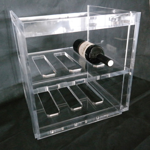 Single Shelf <strong>Acrylic</strong> Transparent Wine Display Rack Self-Adhesive Polish for Easy Assembly Bottle Storage Cabinet - Product Image 4