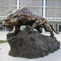 Sculpture de Léopard en Bronze Personnalisée en Usine, Taille Réelle, Décoration Extérieure pour Parc Animalier et Jardin