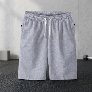 Short tricoté en toile 100 % polyester de haute qualité, confortable, respirant, couleur unie, style décontracté pour la gym et la plage, taille élastique, idéal pour l'été - Product Image 4
