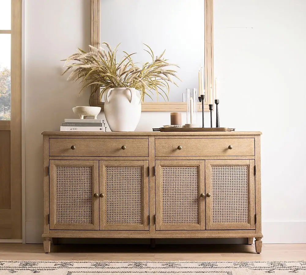 wholesale living room furniture rattan Sausalito Cane Buffet solid wood cabinet sideboard furniture