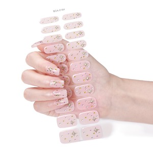 Autocollants pour ongles <span class=keywords><strong>français</strong></span>, motif diamant estampé or, <span class=keywords><strong>film</strong></span> gel entièrement durci, sans cuisson, pour manucure - Product Image 3