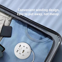 Adaptateur de voyage, prise standard ue, prise universelle blanche à cinq trous avec double prise d'alimentation USB avec câble de 1.5m