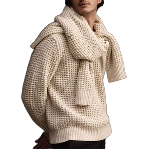 Suéter 100% Cachemira para Hombre, Estilo Old Money, Textura Waffle, Cuello Redondo, Color Blanco, Tejido Premium de Alta Calidad - Product Image 1