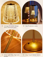 Lampe de table moderne de luxe sans fil en cristal, lampe de bureau LED rechargeable à commande tactile pour hôtel, restaurant, chevet, décoration de mariage