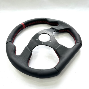 Volant de course en forme de D à 3 branches en alliage d'aluminium perforé en cuir véritable de 14 pouces - Product Image 3