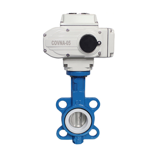 Vanne papillon motorisée électrique COVNA DN100 PN16 4 pouces 12 volts avec actionneur électrique de type Wafer et revêtement en PTFE en fonte - Product Image 1
