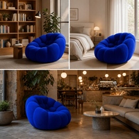 Fauteuil inclinable individuel en tissu, design minimaliste, bleu Klein, pour salon, chambre, hôtel et appartement