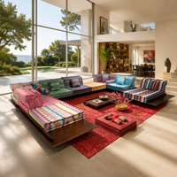 Ensemble de canapés modulaires en velours à motifs arc-en-ciel, design sur mesure, qualité commerciale, pour salon, canapé Mahjong