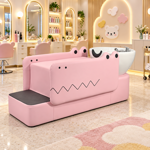 Sillón Lavacabezas Infantil Rosa con Diseño de Animal de Dibujos Animados para Salón de Belleza - Product Image 1
