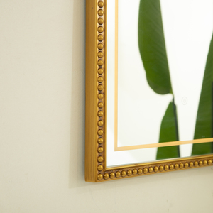 Avri <b>Mirror</b> 20'' Golden Beaded Arch-shaped PU Decorative Retro Wall <b>Mirror</b> with Three Color Temperatures Available - Product Image 6