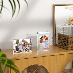 4*4 Free Standing Easy to Change Double Sided Frameless Desktop Floating Display Magnetic <b>Acrylic</b> Picture Photo <b>Frame</b> - Product Image 4