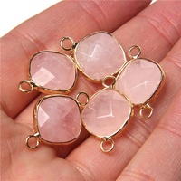 Pendentif en cristal de jade de guérison plaqué or à double trou de 14 mm, accessoires de fabrication de bijoux, cadeau tendance pour femmes