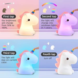 Luces <span class=keywords><strong>LED</strong></span> de noche de unicornio para niños y niñas, lámpara bonita con cambio de 16 colores, recargable vía USB, para dormitorio - Product Image 6