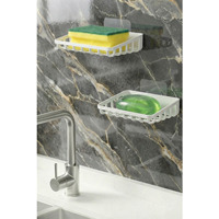 ATA HOME – Ensemble de porte-savon mural rectangulaire en plastique massif, minimaliste, auto-drainant, couleur personnalisable, avec ventouse pour lavabo de salle de bain