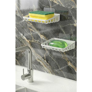 Juego de Jaboneras Minimalistas de Plástico para Montar en la Pared, Rectangulares, con Drenaje Automático, para Baño, Fregadero, Cocina, Tipo Ventosa - Product Image 2