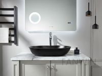 Lavabo de salle de bain Villa sanitaire américaine Montage sur comptoir Lavage à main en verre noir Navire pour salle de bain Art Basin Mop Sink