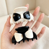 Pince à cheveux de style mode, élégante, en acétate, avec nœud et blocs de couleur, haut de gamme, simple, de taille moyenne, pour chignon féminin, cadeau, pince requin, pince griffe