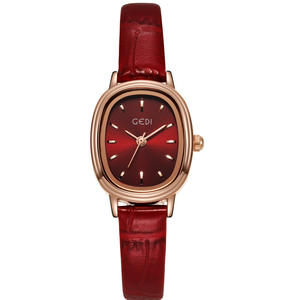 Reloj ovalado minimalista retro para mujer, reloj de cuarzo impermeable de cuero genuino de alta gama para estudiantes - Product Image 6